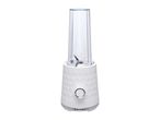 White personal blender with a clear plastic bottle and a textured base