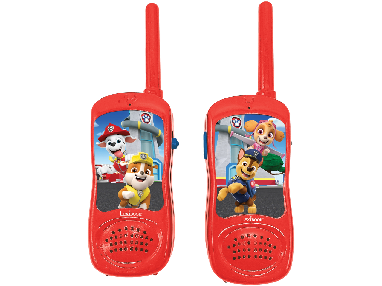 Walkie-talkie-uri LEXIBOOK Patrula Cățelușilor cu Marshall, Rubble, Chase și Skye.