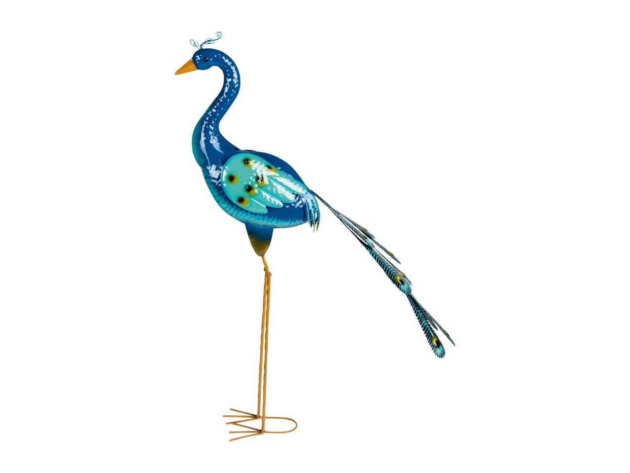 Go to full screen view: Livarno Home Metal Peacock Bird Ornament - Closed Tail - Image 1
