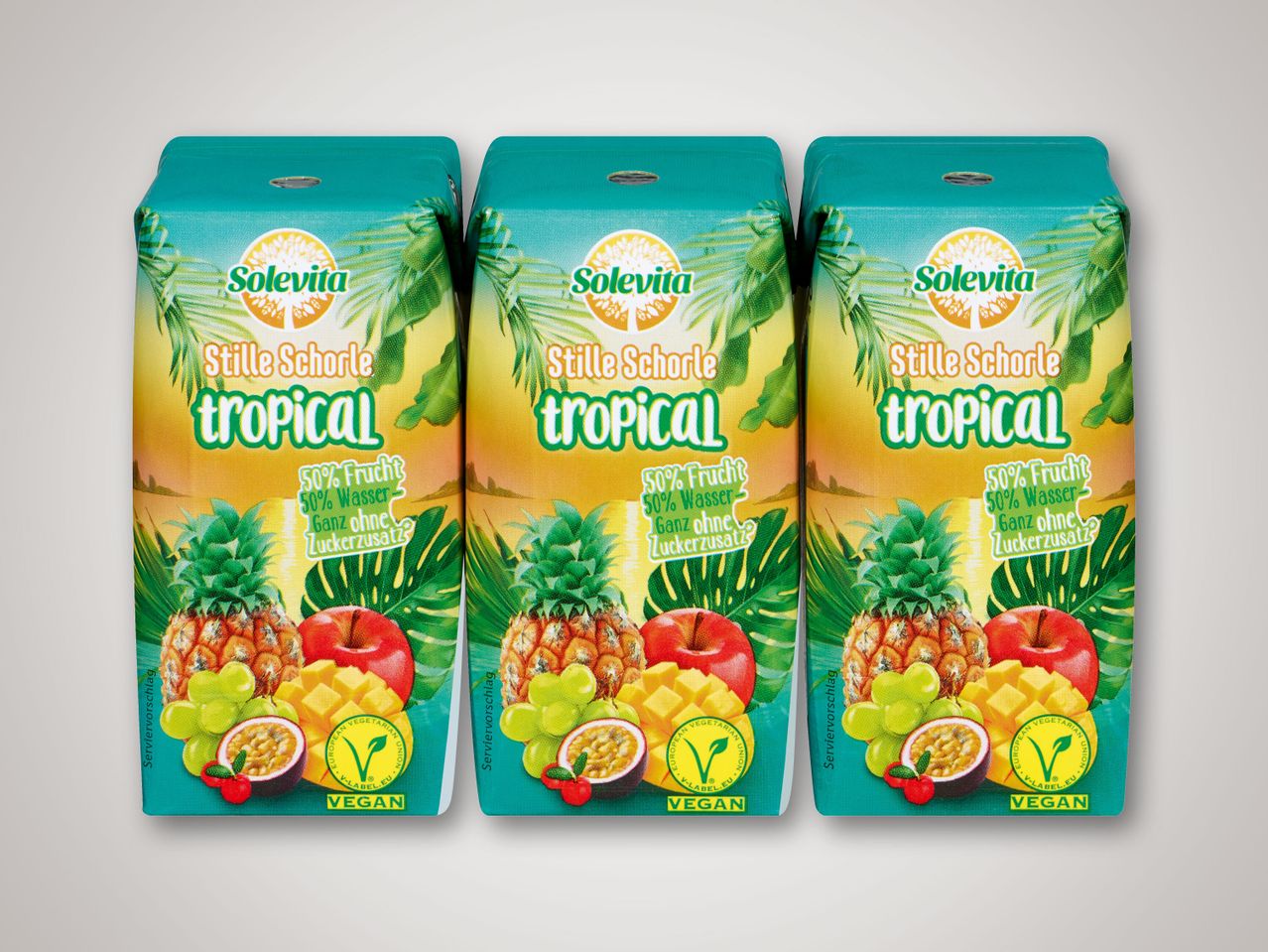Solevita Stille Schorle tropical, Ananas, Apfel, Mango.
