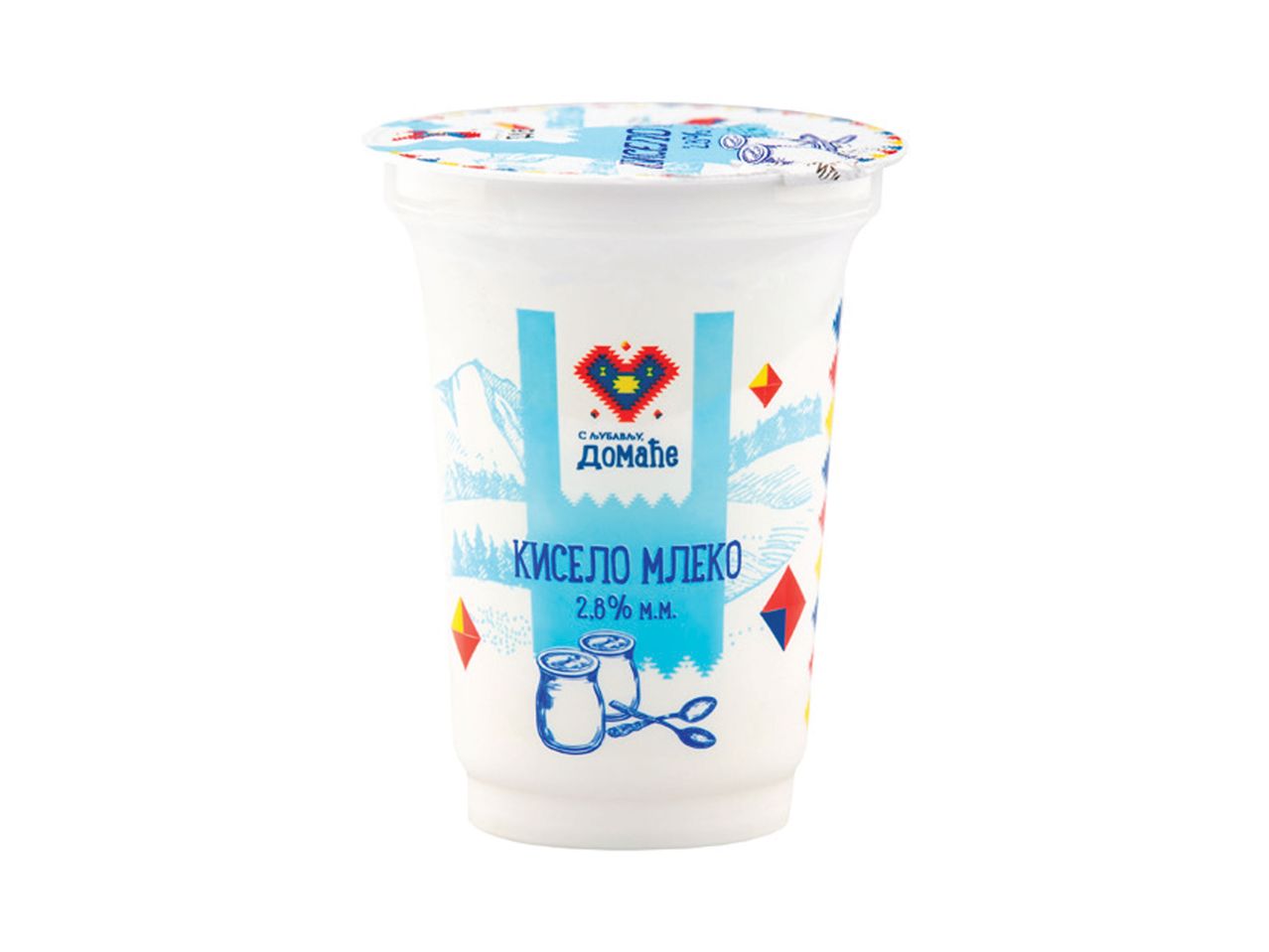 Kup kiselo mleko sa planinskim motivima i tradicionalnim šarama, 2.8% mlečne masti.