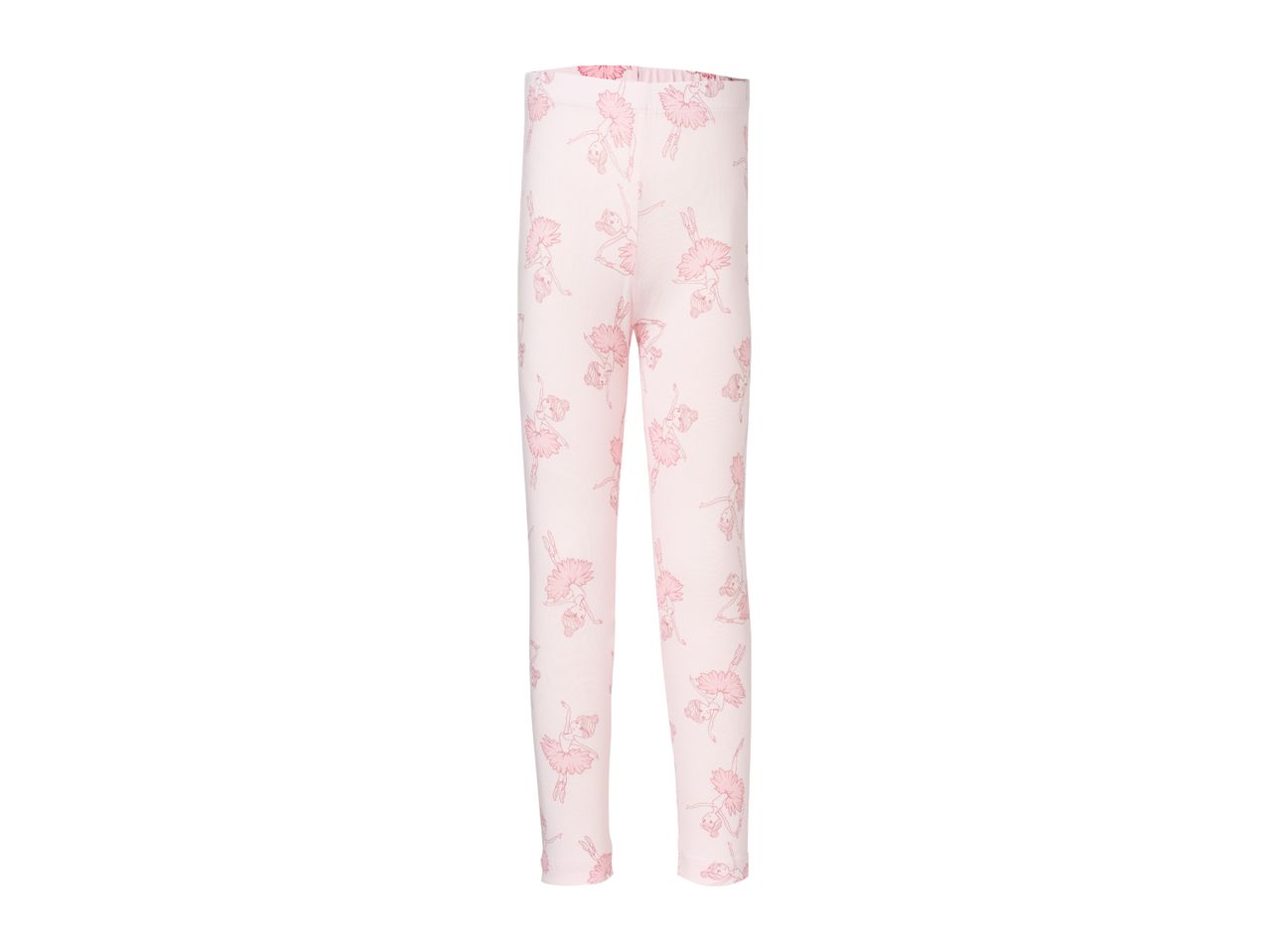 Pink children's leggings with a ballerina print.