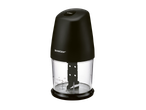 A SilverCrest Turbo mini chopper with a transparent bowl and black top.