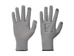 Two gray Parkside work gloves, one showing the palm and the other the back with text.