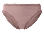 Women's ribbed briefs in dusty pink with lace trim