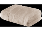 Folded beige bath towel.