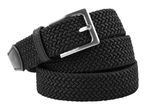 Black braided elastic belt with a silver buckle