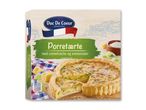 Porretærte med cremefraiche og emmentaler i emballage med fransk tema.