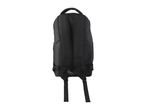 Rear view of a black backpack with adjustable shoulder straps.