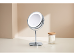 Oglindă de toaletă cu iluminare LED și accesorii pentru baie.