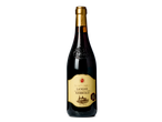 Fles Santenzo Langhe Nebbiolo rode wijn op een zwarte achtergrond.