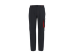 Calças de trabalho masculinas PARKSIDE® em cinzento escuro com detalhes vermelhos e bolso lateral.