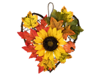 LIVARNO home Autumn Decorations Assortment: heart-shaped wreath with sunflower, leaves, and pumpkin