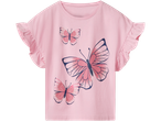 Lupilu® Majice: Roosa lühikeste varrukatega T-särk liblikaprindi ja volangvarrukatega