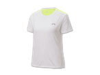 Weißes Crivit Damen-Laufshirt mit neongelben Details.