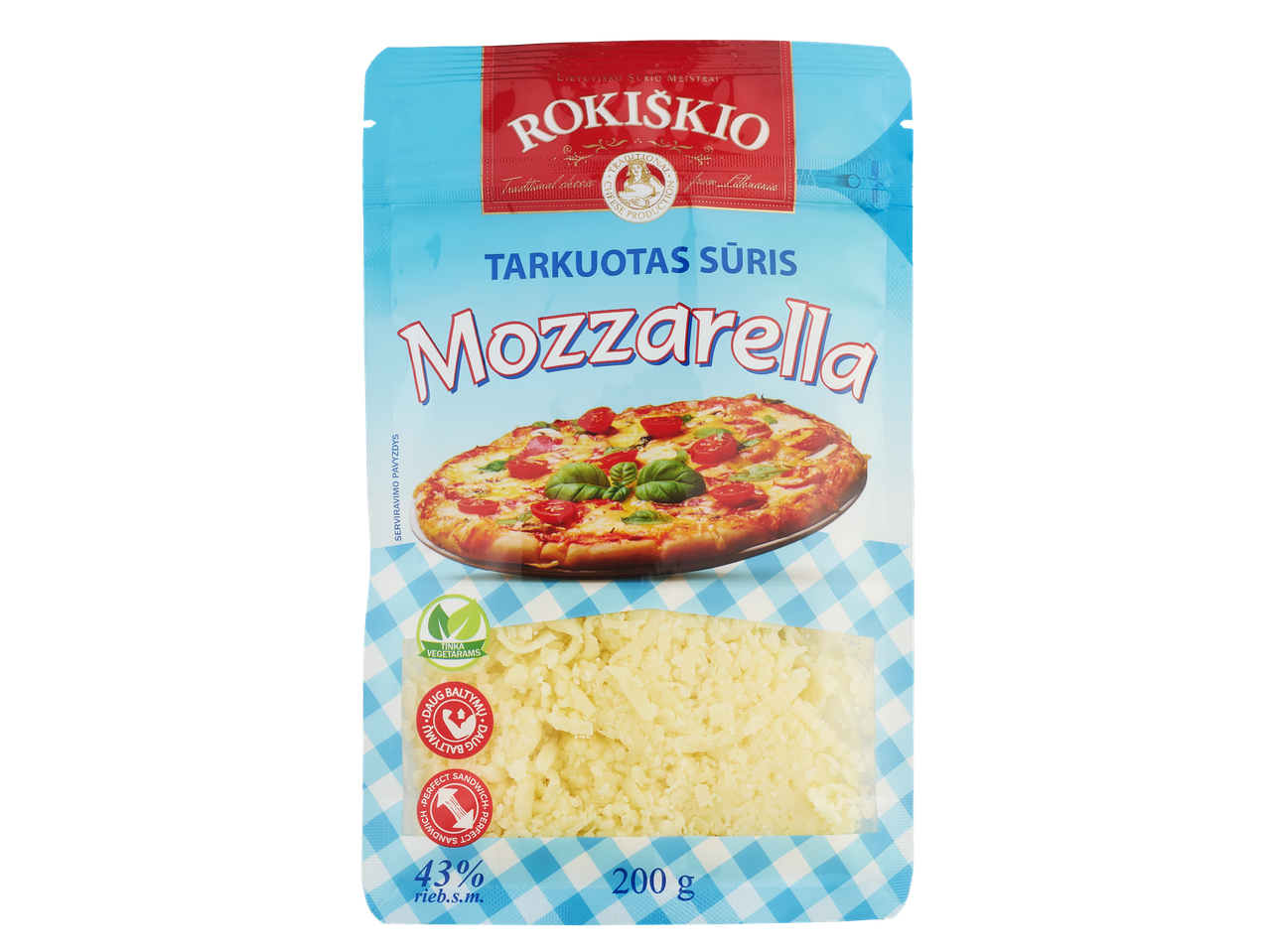Rokiskio tarkuotas mozzarella sūris, 200g.
