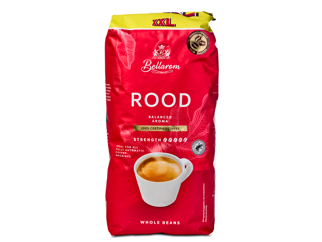 Bellarom Rood koffie, XXL zak hele bonen, gebalanceerd aroma, sterkte 5.