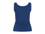 Back view of a plain navy blue women's tank top.