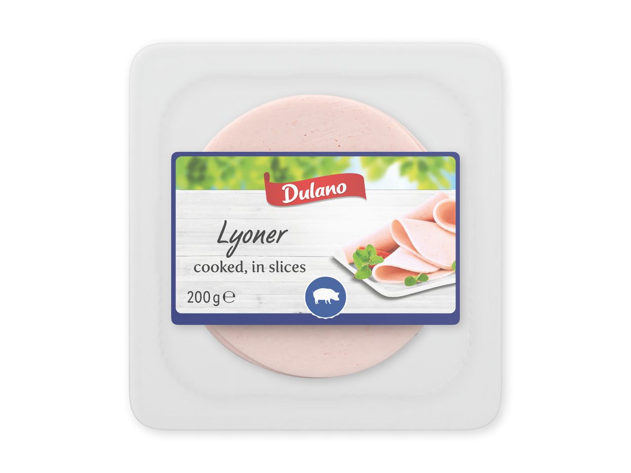 Pakke med skiveskåret kogt lyonerpølse, 200g