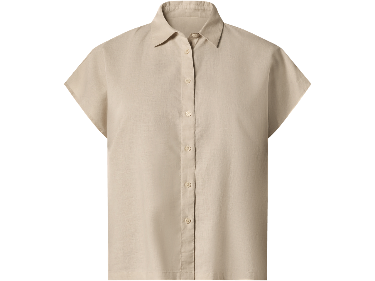 Camisa de senhora ESMARA em bege claro com mangas curtas e carcela de botões