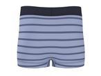 Men's striped boxer shorts in light blue with a dark blue waistband.
