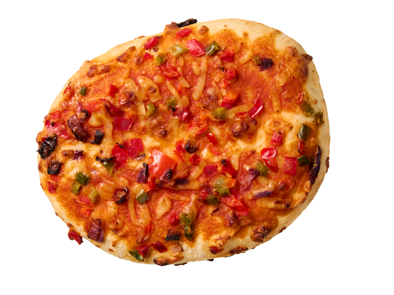 Pizza met kaas en paprika.