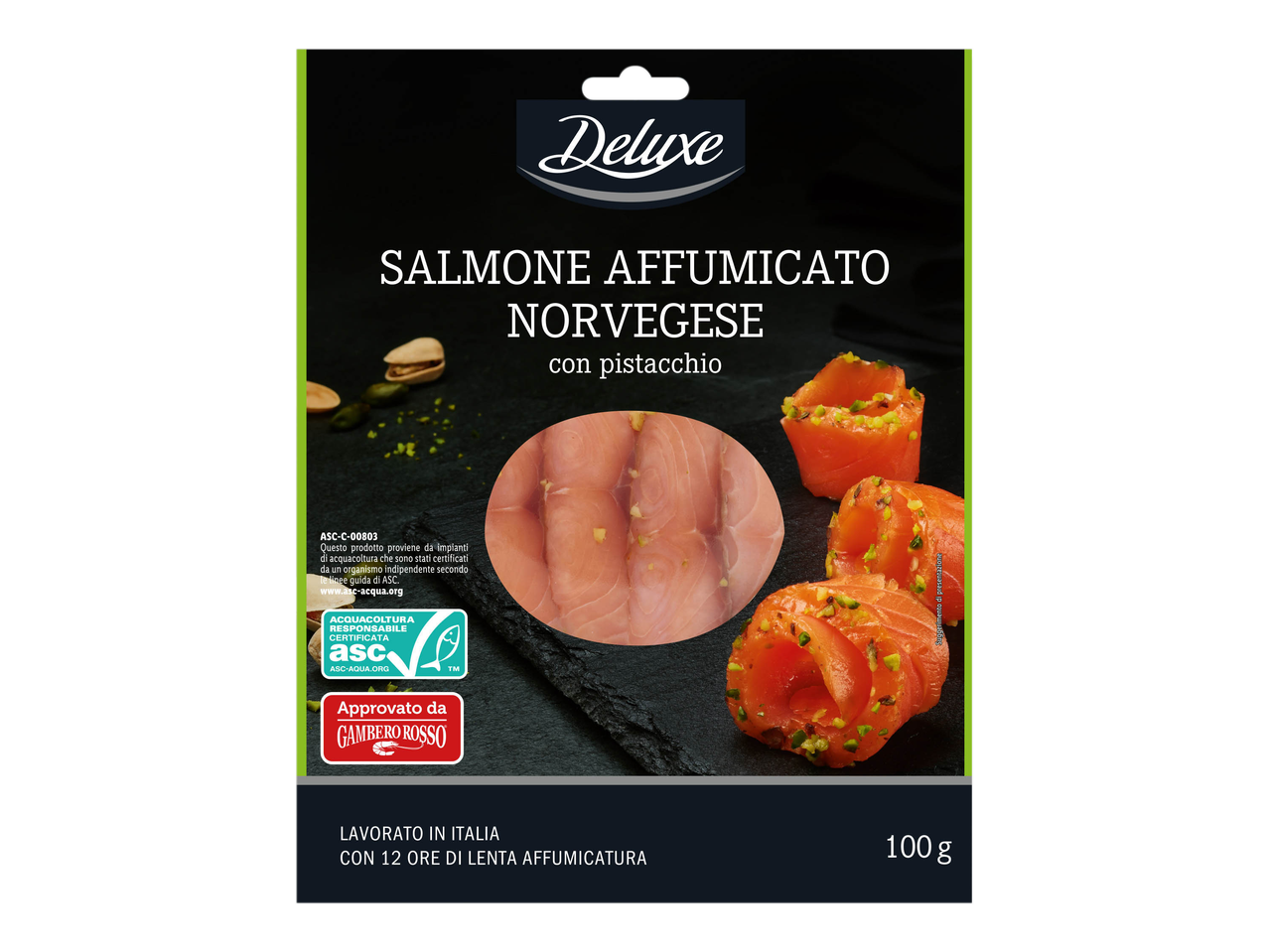 Salmone affumicato norvegese con pistacchio