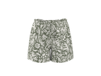 Pantaloni scurți de damă ESMARA cu model floral verde măsliniu și alb, talie elastică.