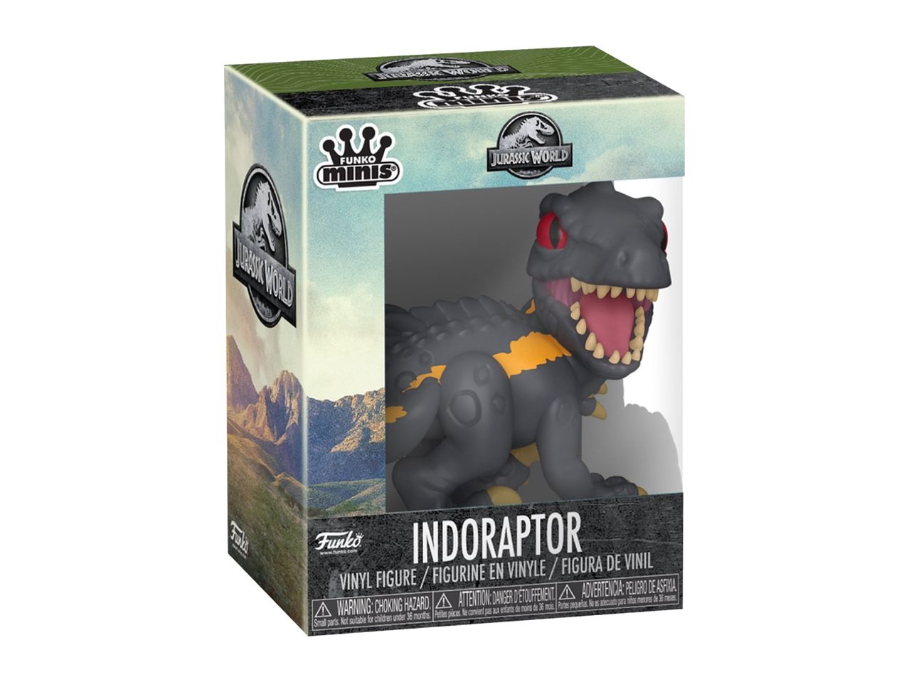 Jurassic World Indoraptor vinyl figure in a display box.