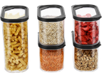 Silvercrest® Indeliai biriems produktams: tri seta providnih posuda sa testeninom, ovsom, sočivom, suvim jagodama i granolom.