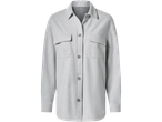 esmara® Ladies' Fleece Overshirt in light grey with two chest pockets and buttons