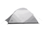 Tenda de camping Crivit montada, vista frontal.