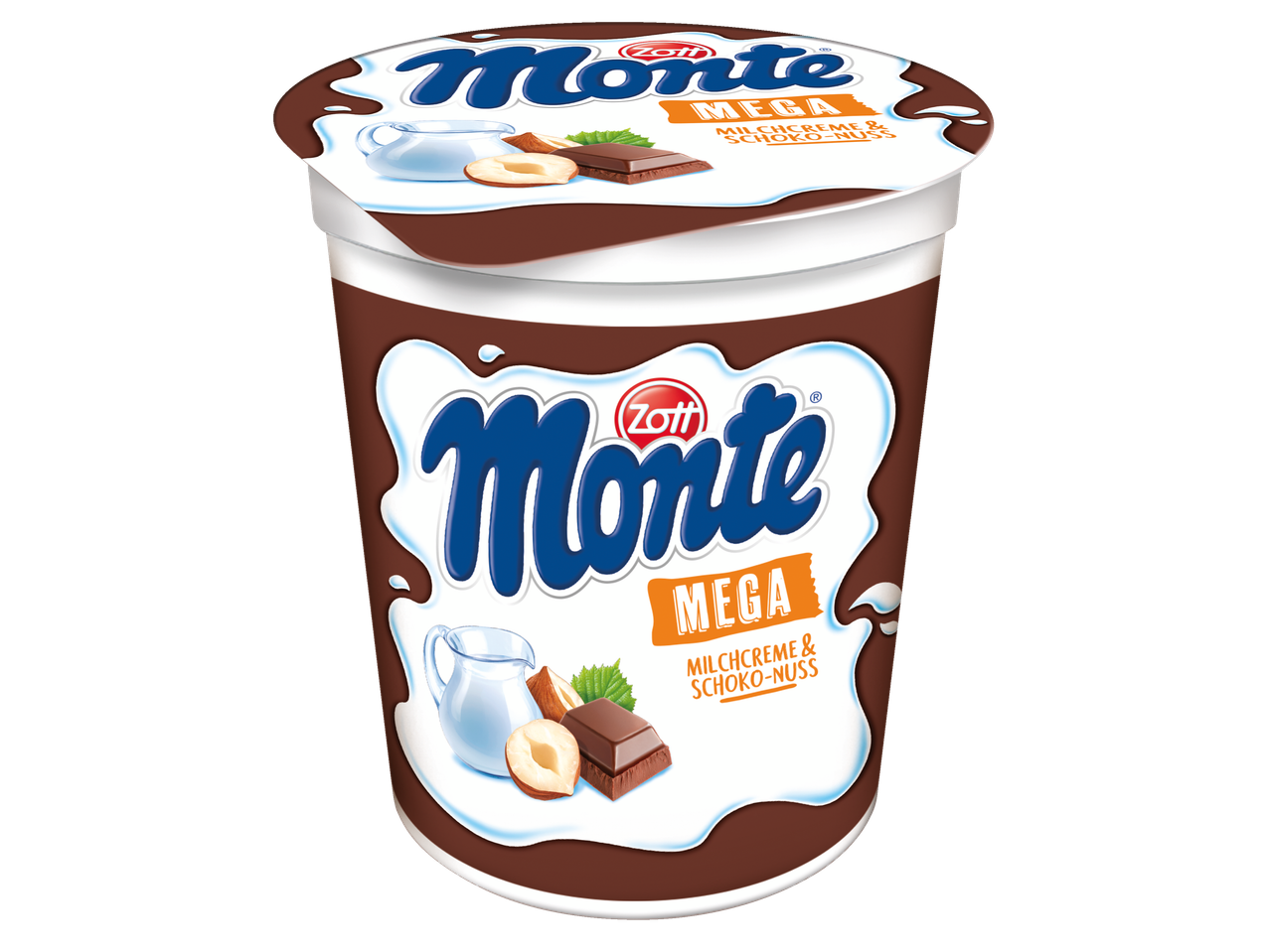 Zott Monte Mega Schoko-Haselnuss-Creme.