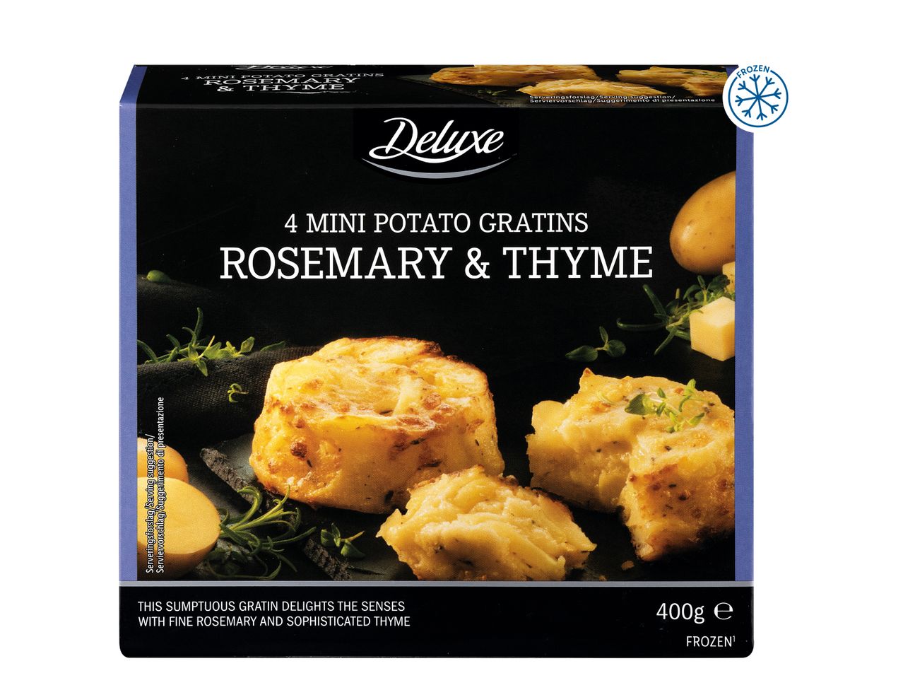 Frozen mini potato gratins with rosemary and thyme, 400g.