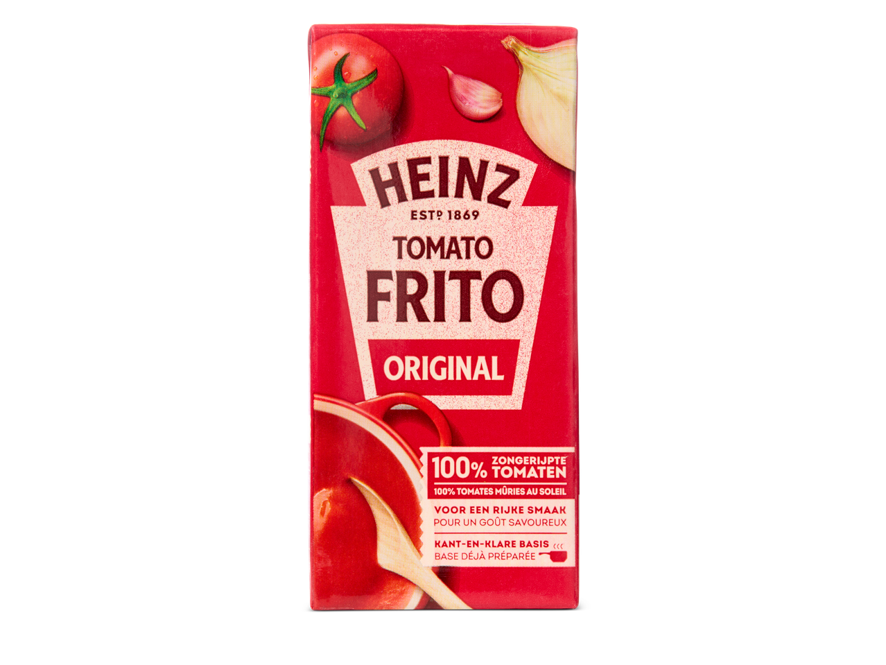 Heinz Tomato Frito Original: 100% zongerijpte tomaten, kant-en-klare basis.