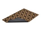 Brown doormat with a black geometric pattern and non-slip backing