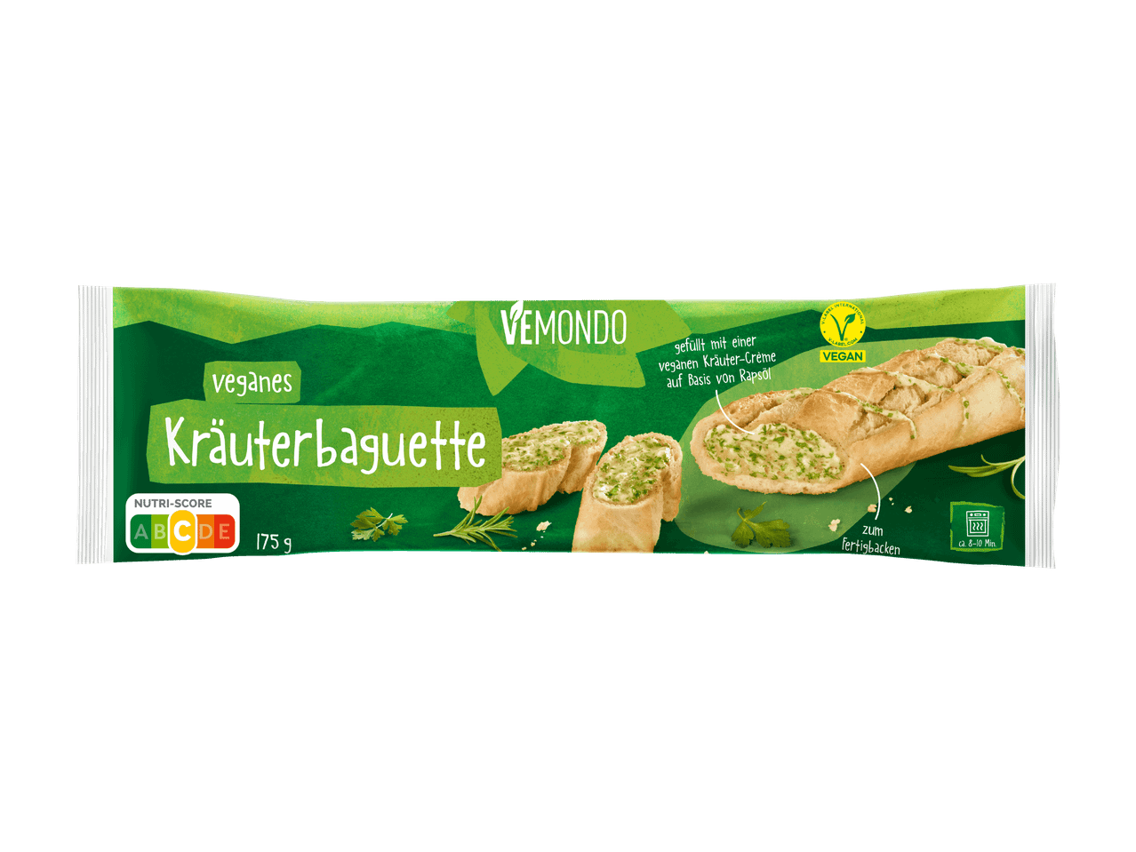 Eine Packung tiefgekühlter Kräuterbaguettes von der Marke 'Bio