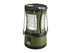 Green camping lantern with LED lights and a compass on top