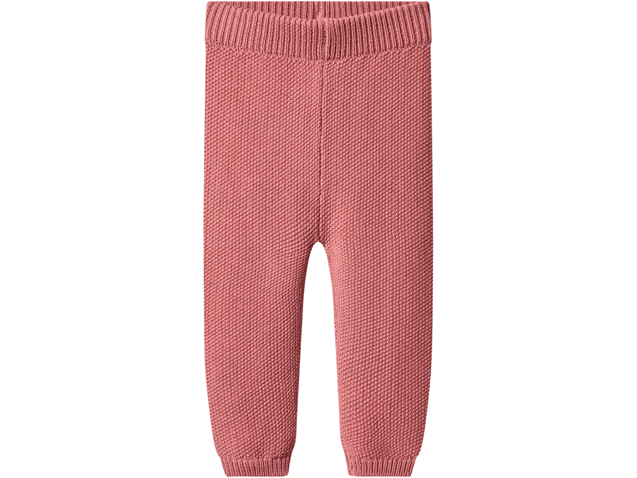 lupilu® Baby Knitted Leggings in a solid pink color with a textured knit pattern.