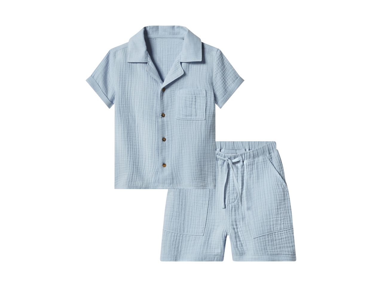 Light blue muslin shirt and shorts set for children