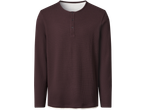 ESMARA MEN temno rjava moška majica Henley z dolgimi rokavi in vafelj teksturo.