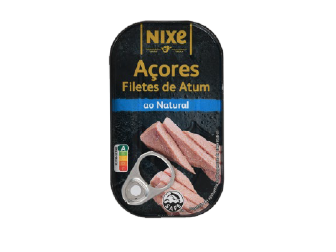 Lata de filetes de atum ao natural com anel de abertura fácil.