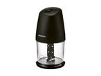 SilverCrest food chopper with a black motor unit and clear bowl with measurements.