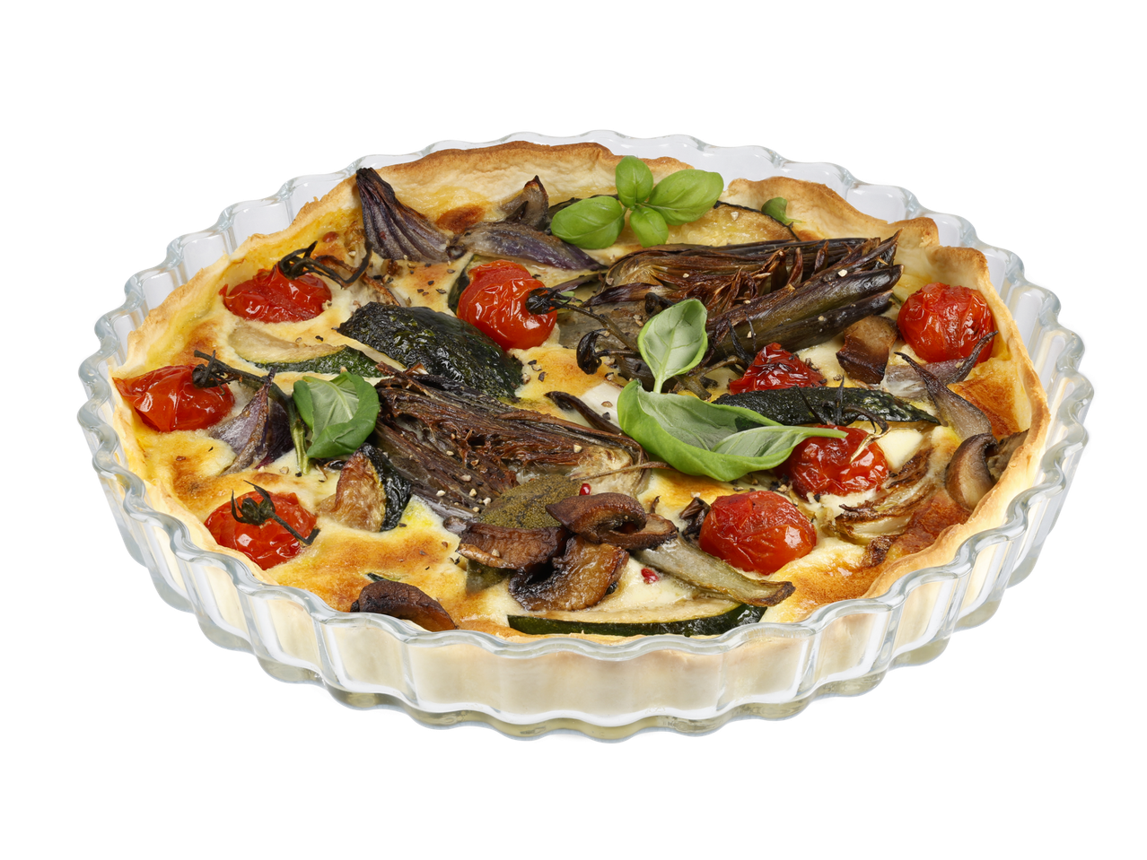 Okusen vegetarijanski kolač s pečenimi zelenjavami.