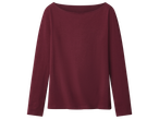 Бордо дамска блуза с дълъг ръкав и лодка деколте.