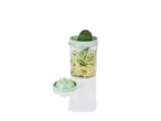 Um espiralizador de legumes com abobrinha fresca cortada.