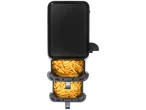 Air fryer with two baskets full of french fries.