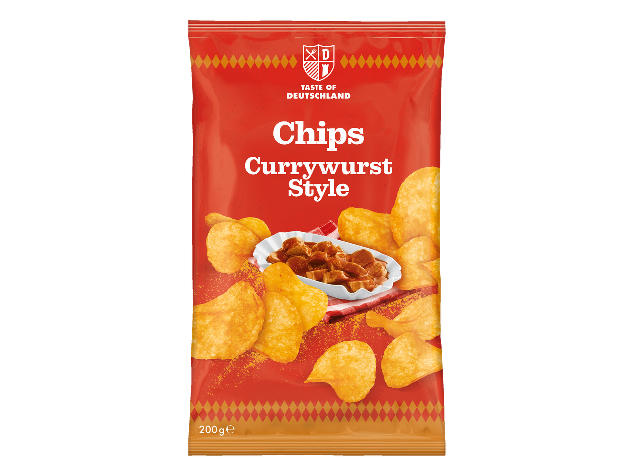 Currywurst-style chips, smaak van Duitsland.