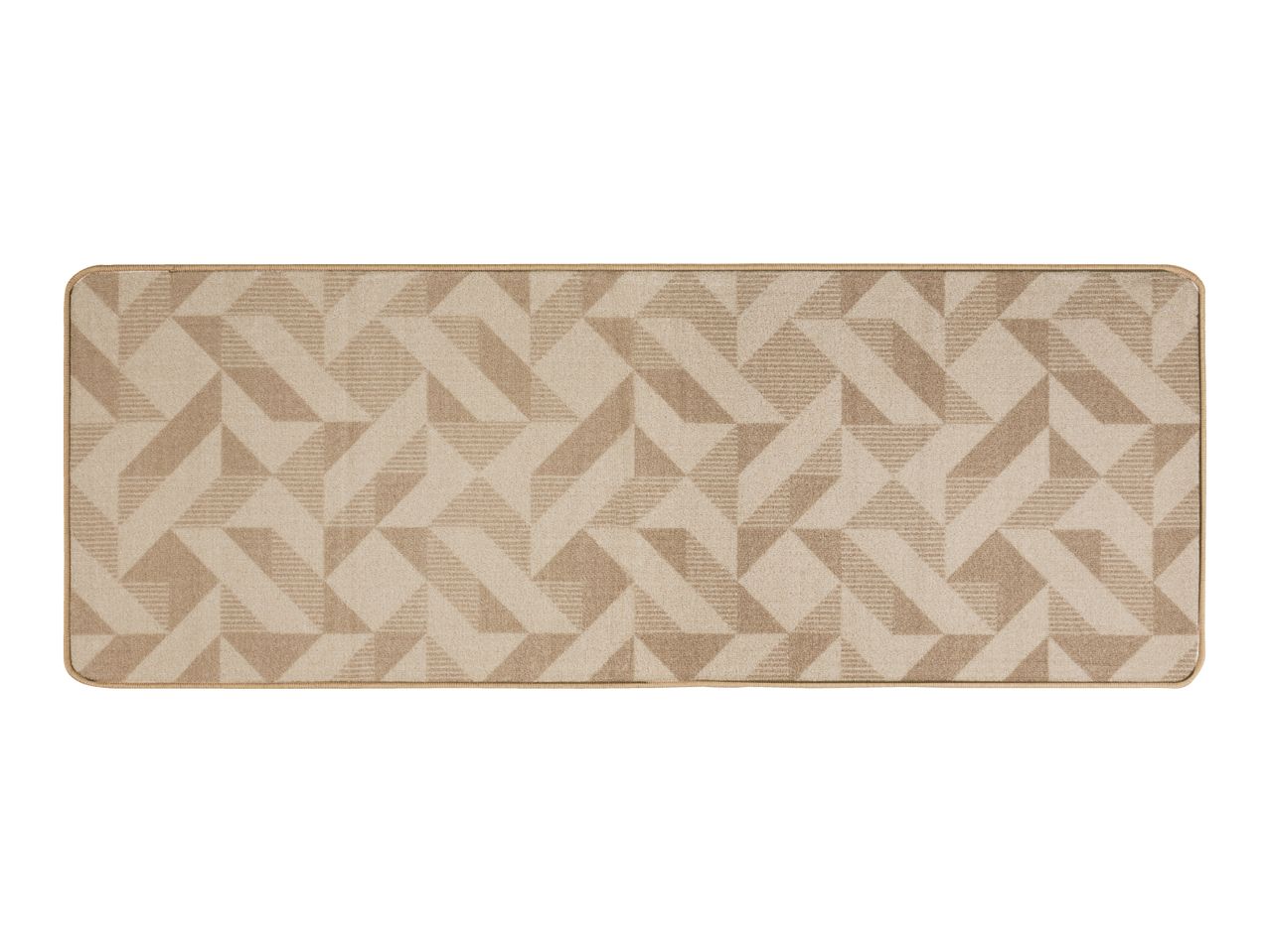Beige runner rug with a geometric pattern