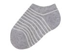 Grey ankle sock with white horizontal stripes